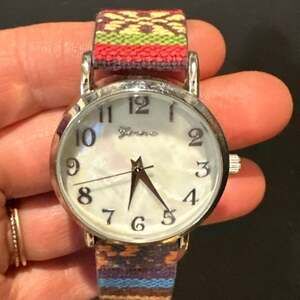 Geneva Women's Tribal Pattern Weave Strap Casual Analog Wrist Watch